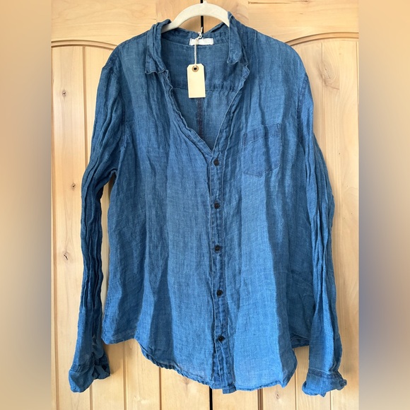 NWT CP Shades Sloane In Bleached Indigo Linen - Picture 2 of 16